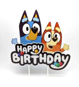 blue dog and friends birthday cake topper party decor