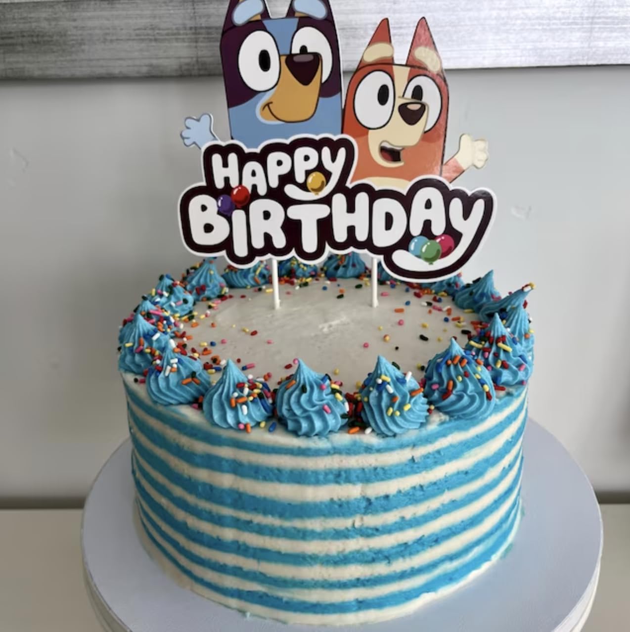 Blue Dog and Friends Birthday Cake Topper Party Decor