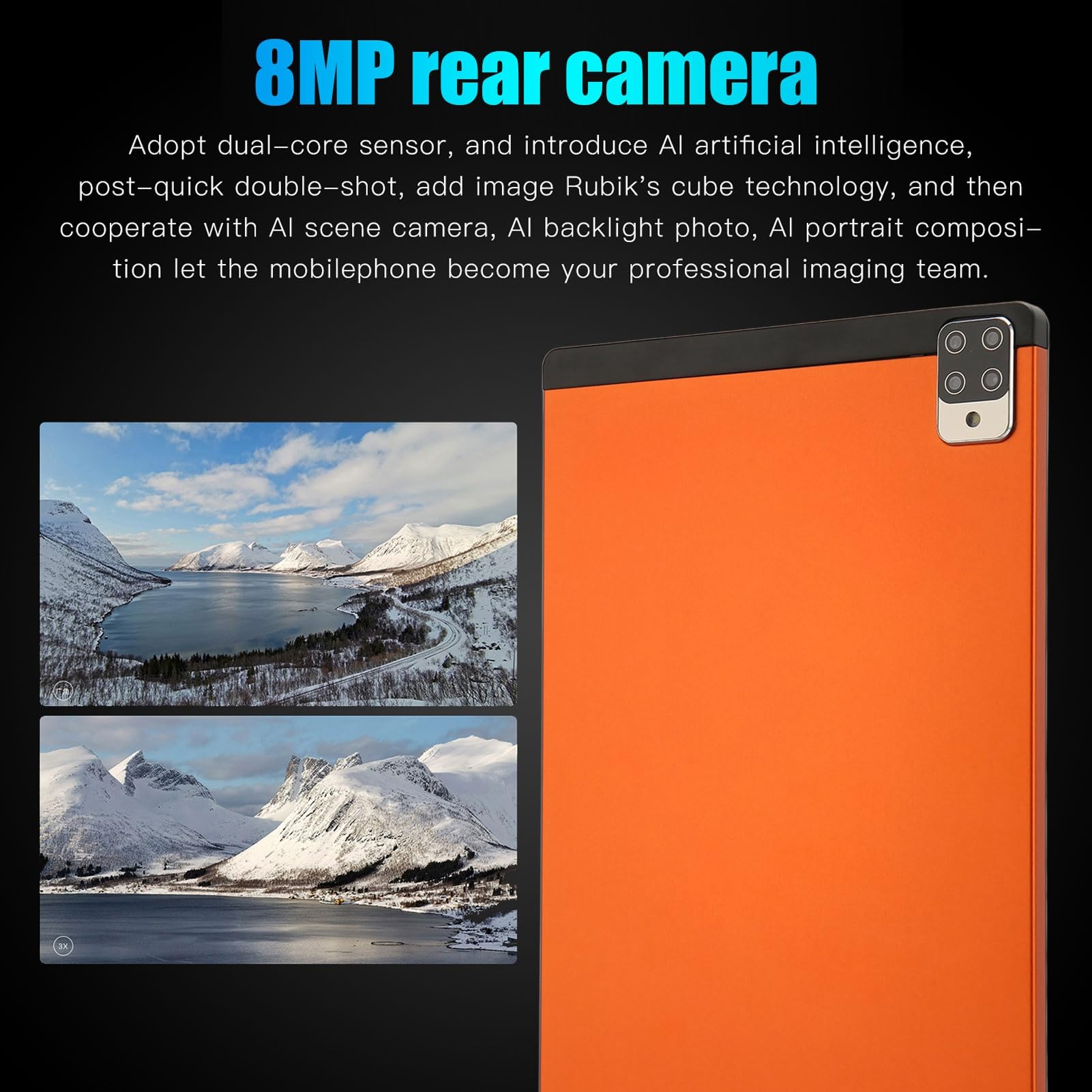 Tablet PC, 5G WiFi 5MP Front 8MP Rear Orange 100-240V 10 Inch (US Plug)