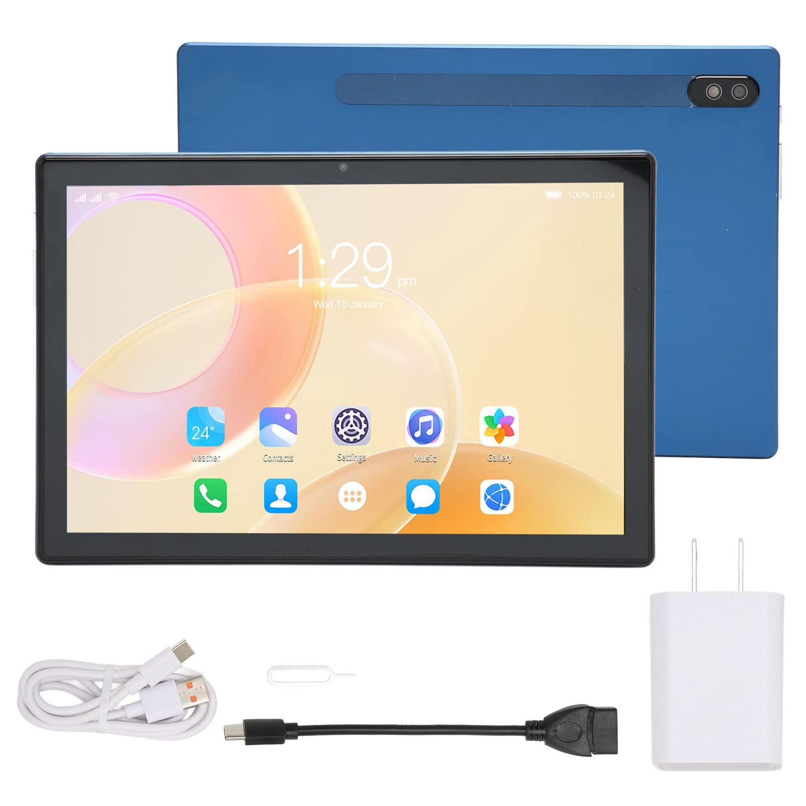 10 Inch Tablet Dual Camera 2 Card Slots 4G Network Office Tablet Blue IPS for School (US Plug)