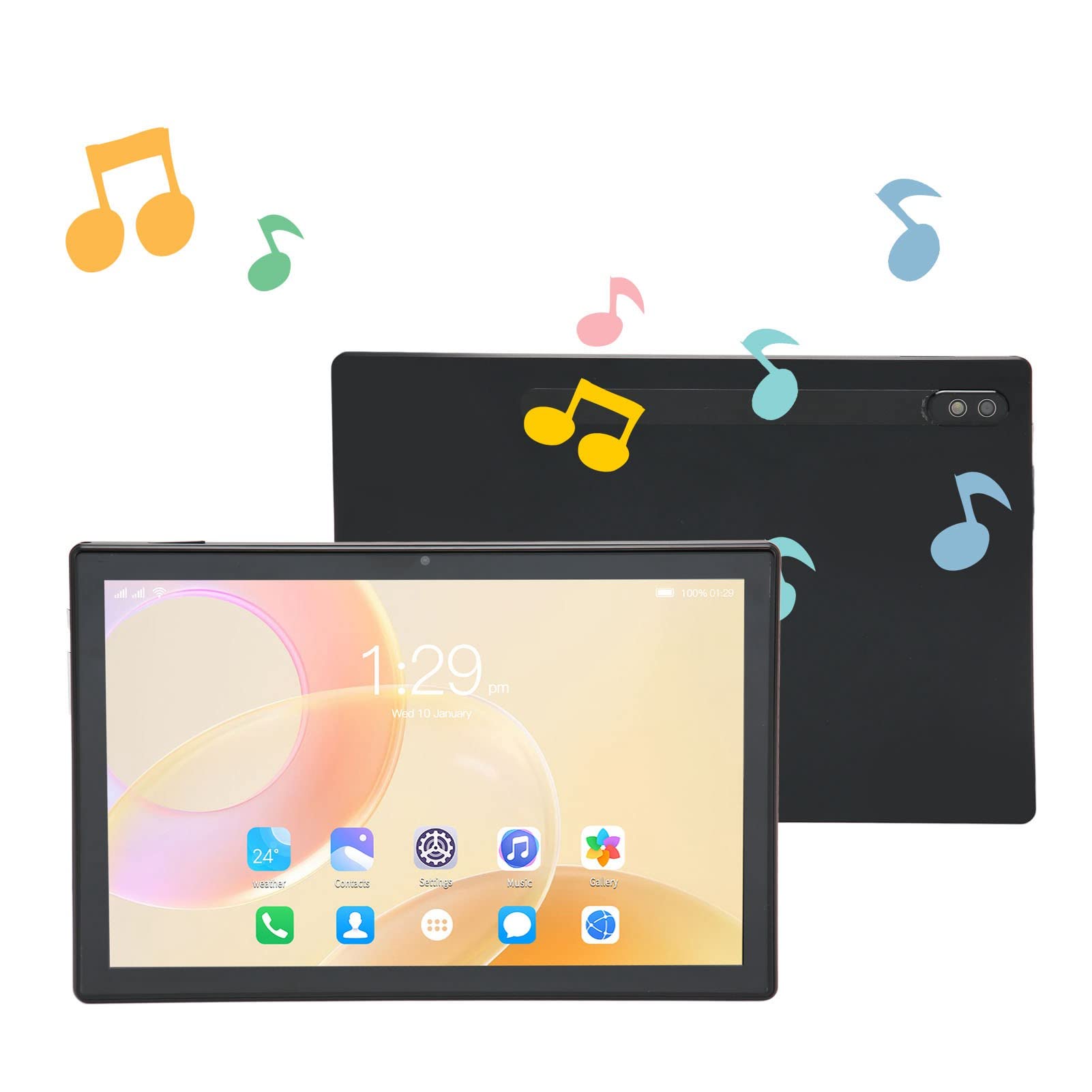 Office Tablet, 10 Inch IPS Black Student Tablet 7000mAh 2 Card Slots Work Dual (US Plug)