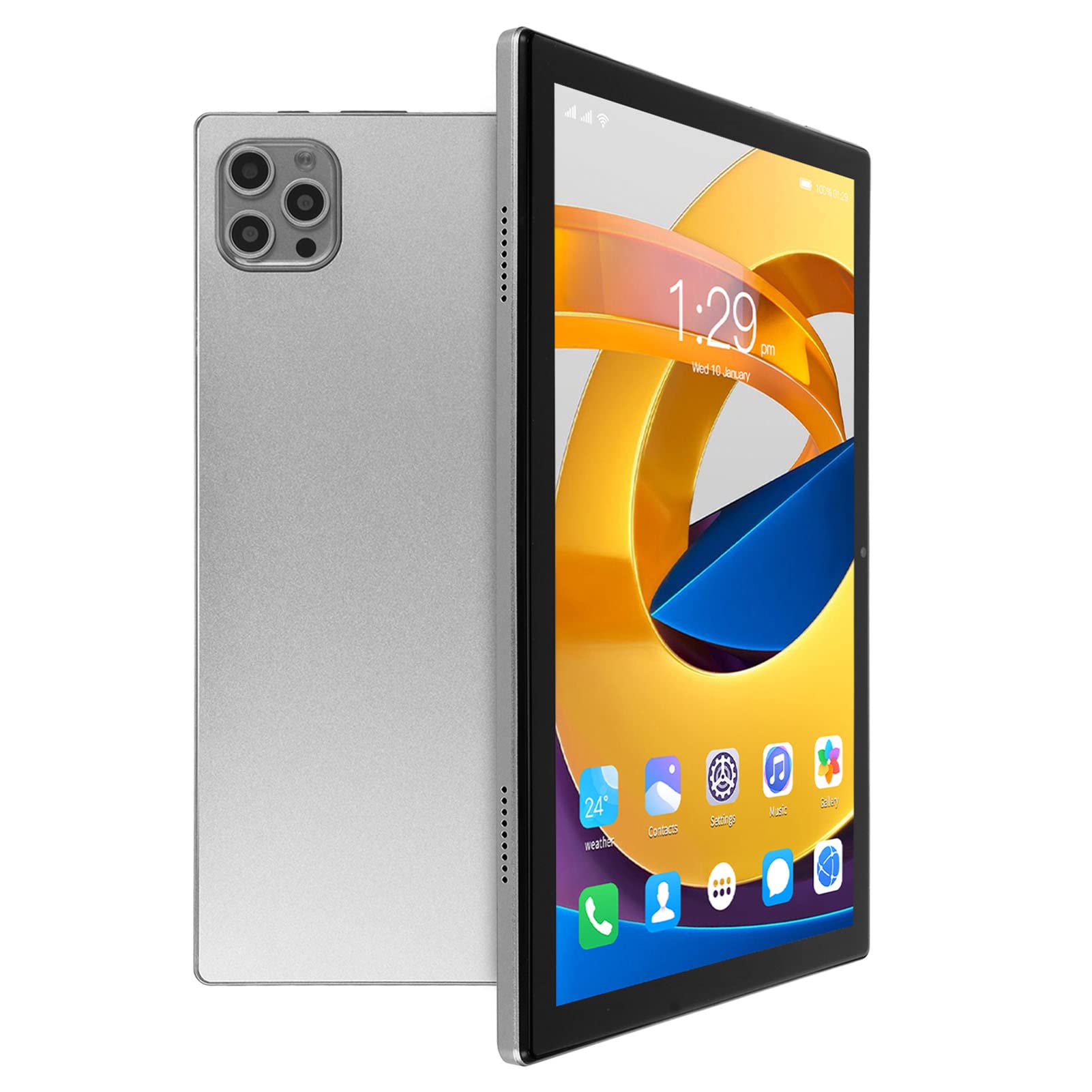 Pssopp Tablet PC, Metal Back Cover Multifunction 16 MP Rear Camera 6GB RAM 64GB ROM 10.1 Inch Tablet Learning 11 (Grey)