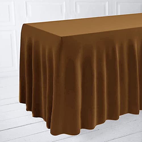 ManMengJi Table Cover and Table Skirt One-Piece for Folding Tables, 6FT Spandex Fitted Tablecloth with Ruffles Skirt for Weddings, Banquets, Parties, Vendors (Brown 1Pack)