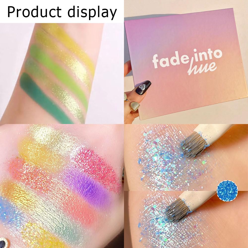 30 Colors Glitter Glittery Shimmery Magic Eyeshadow Makeup Palette Pallet, Glitter Shimmer Matte Colors Blue Green Red Purple Yellow Sparkle Glitter Gel Glue Makeup Eyeshadow Palettes Pallet (30 Colors)