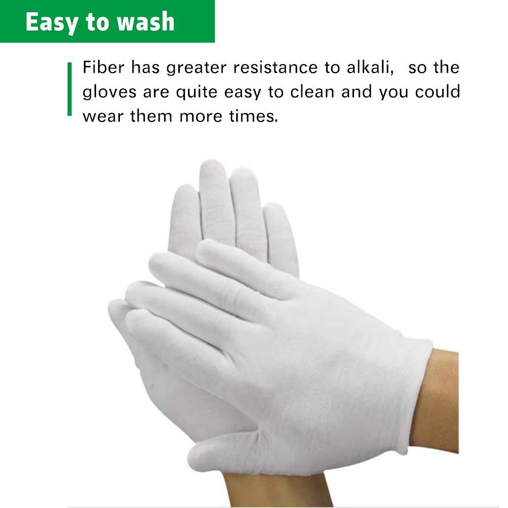 8 Pairs White Cotton Gloves 7.5" Medium Size，ZL&D, film, coins, CD/DVD, Handling Gloves