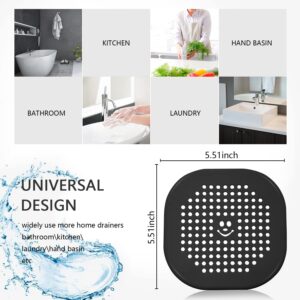 4 Pack Shower Drain Hair Catcher Bathroom Accessories Silicone Drain Cover Sink Drain Strainer Hair Stopper for Shower Kitchen Bathroom Tub (Black)