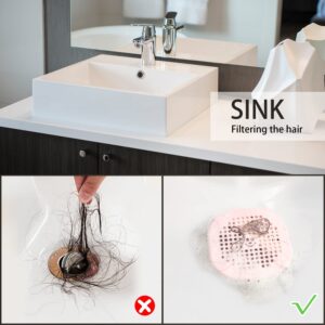 4 Pack Shower Drain Hair Catcher Bathroom Accessories Silicone Drain Cover Sink Drain Strainer Hair Stopper for Shower Kitchen Bathroom Tub (Black)