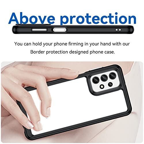 DFTCVBN Phone Case for Galaxy A23 Case, Samsung M23/Galaxy F23 SM-A235M Case with HD Screen Protector, Soft Bumper with Clear Crystal PC Hard Back Shockproof Cover Cases for Samsung Galaxy A23 Black
