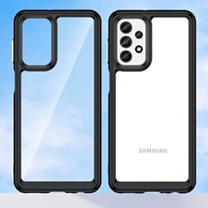 DFTCVBN Phone Case for Galaxy A23 Case, Samsung M23/Galaxy F23 SM-A235M Case with HD Screen Protector, Soft Bumper with Clear Crystal PC Hard Back Shockproof Cover Cases for Samsung Galaxy A23 Black