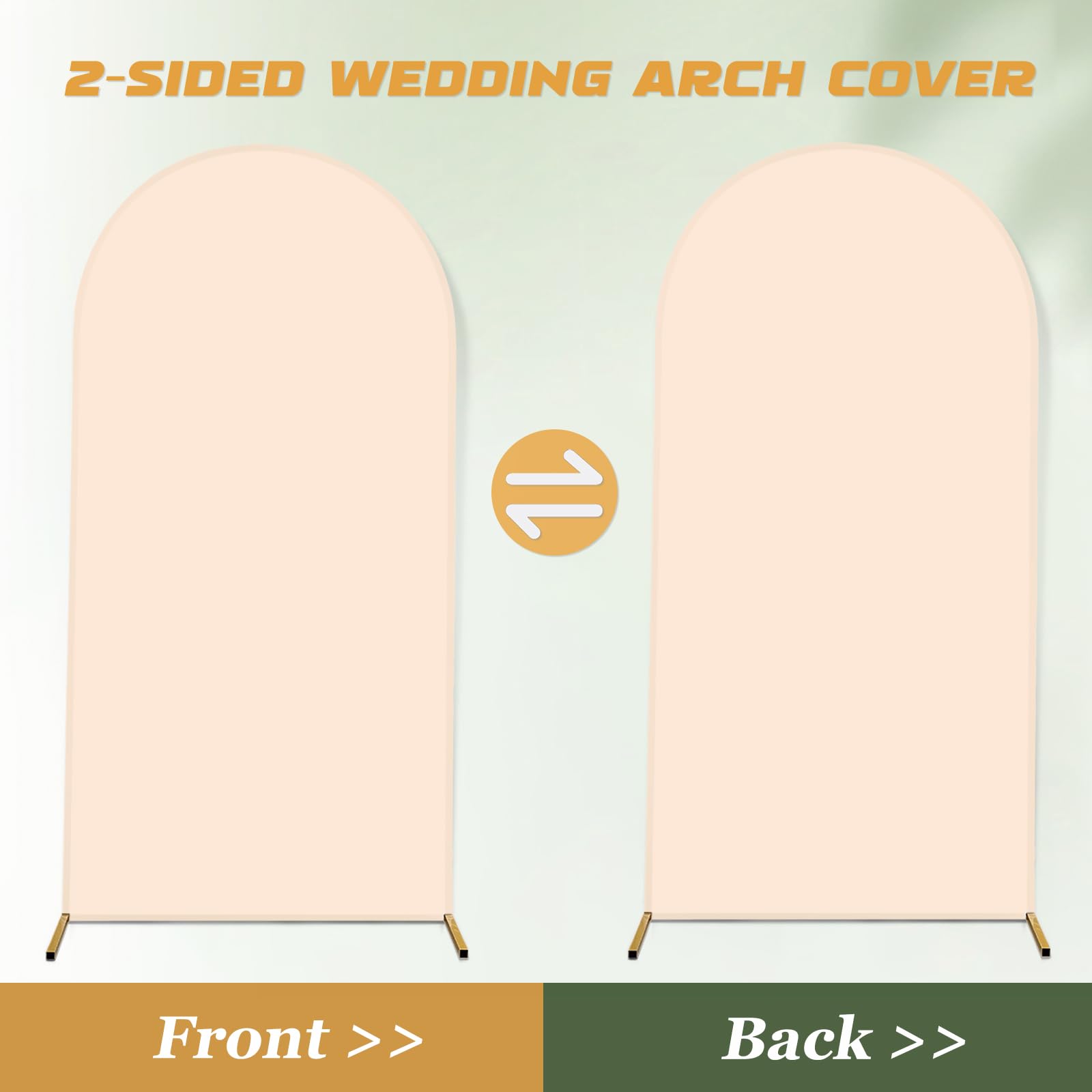 Spandex Fitted Arch Backdrop Cover Chiara Arch Cover Backdrop Fabric,2-Sided Wedding Arch Cover for Wedding Ceremony Birthday Party Baby Shower Banquet Decoration(Beige, 3.3 x 6.6 ft)