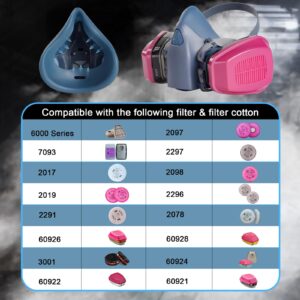 Half Face Gas Mask 7502: Reusable Respirator Mask with Filters 60921 Spray Paint Masks Respirators Epoxy Resin Against Dust Vapors Gases Fumes for Grinding Welding Sanding Chemicals Polishing Mining