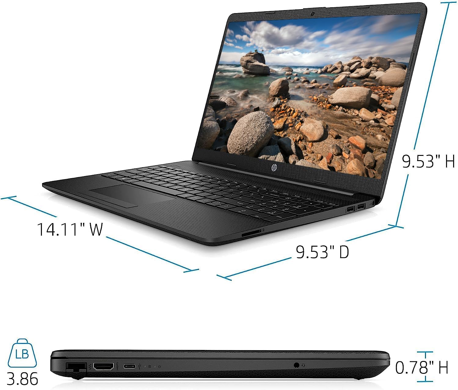 HP 15.6'' Laptop with 1 Year Microsoft Office 365,Intel Pentium Quad-Core Processor,Long Battery Life,RJ-45 Ethernet Port,USB Type-C,Wi-Fi,Webcam,HDMI,NLY MP,Windows 11 (16GB RAM | 1TB SSD) Black