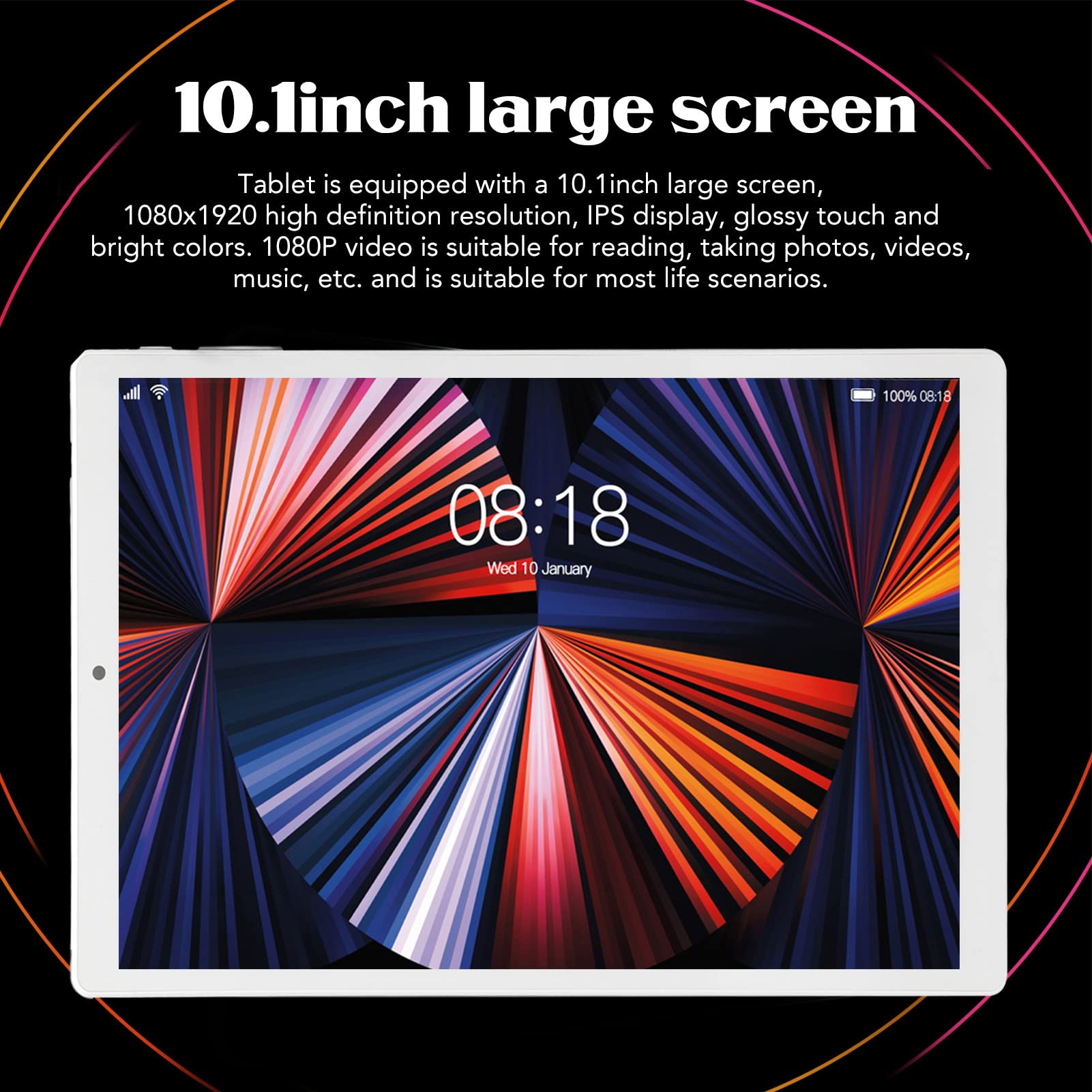 AMONIDA 10.1 Inch Tablet, Blue Tablet PC 2.4G 5G WiFi 1080 X 1920 HD Front 800W Rear 1300W 4GB 64GB 11.0 (US Plug)