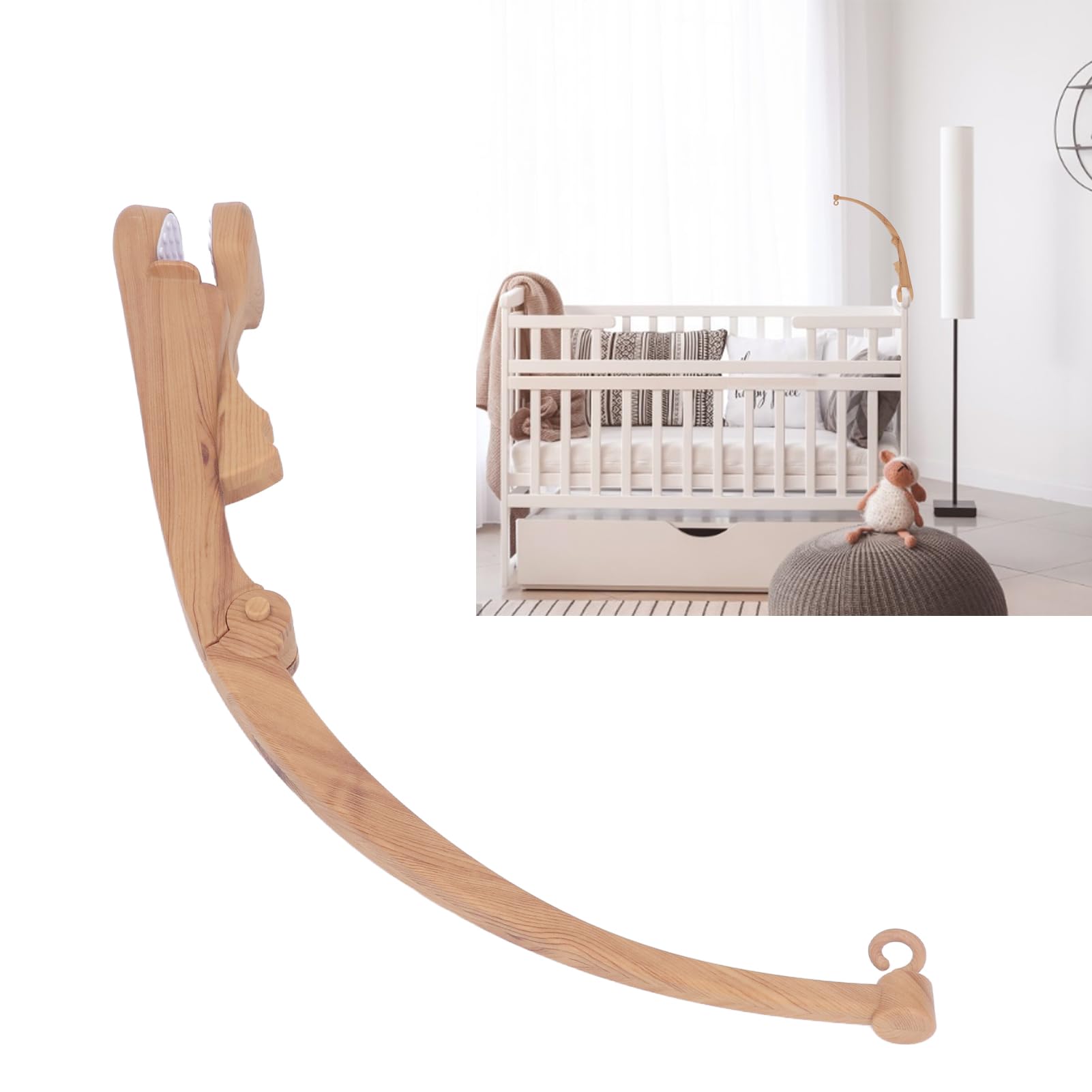 Crib Mobile Arm, Mobile Arm For Crib, Secure Wood Grain Faux Crib Furniture Support Mobile Holder For Crib Baby Crib Mobile Arm for Crib Toys Accessories