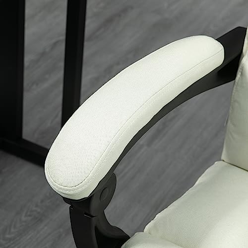 Vinsetto Massage Office Chair with 4 Vibration Points, Reclining Computer Chair with USB Port and Footrest, Cream White