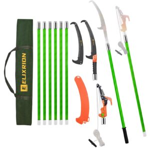 elixrion 7-27 feet pole saws for tree trimming manual branch pruner cutter kits, manual pole saw cut branch garden tool tree pruner extendable hand saw tree trimmer long handle pruner with storage bag