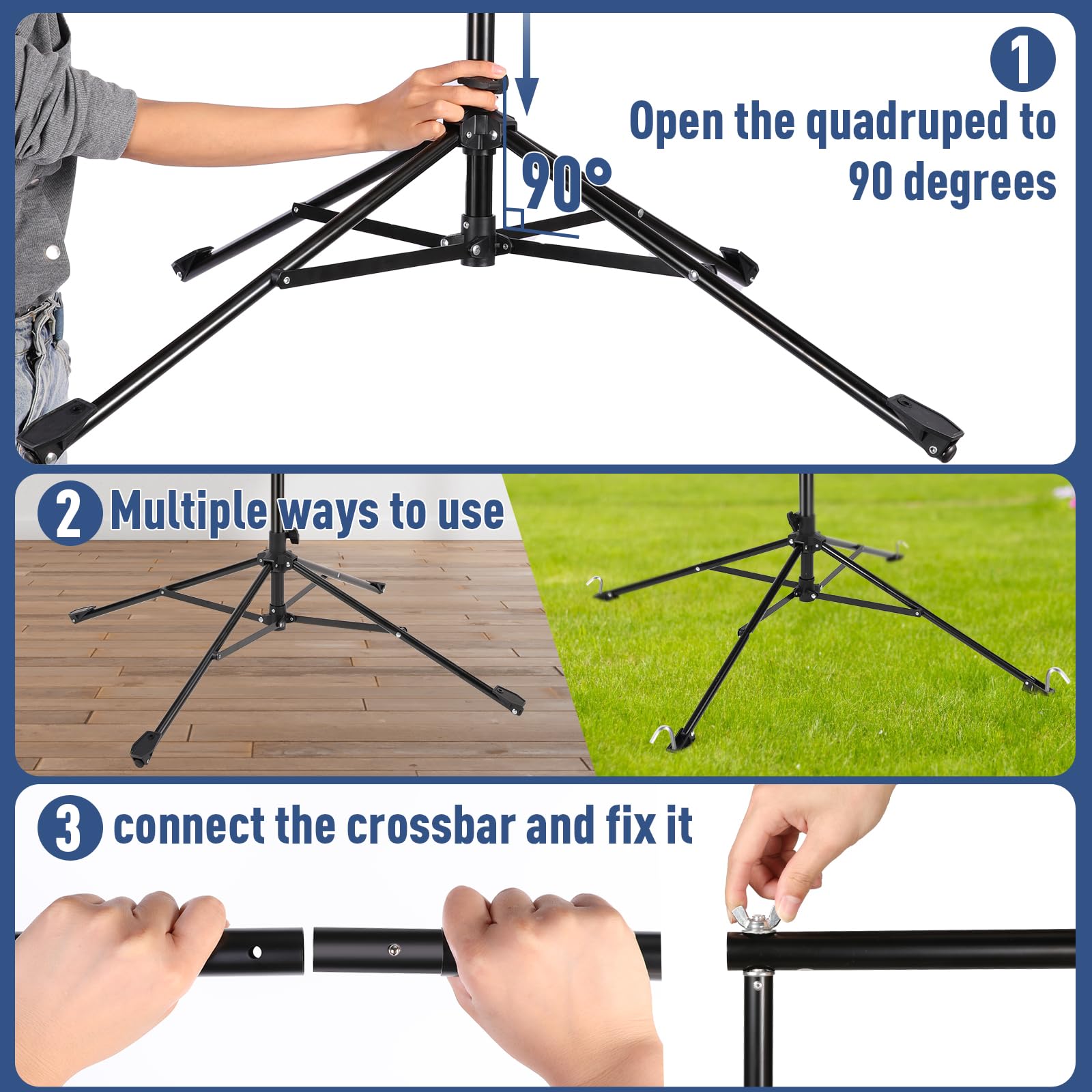 New Upgrade Four-Legged Backdrop Stand 6.5x10ft,IFKDNR Photo Backdrop Stand for Parties,Back Drop Adjustable Stand Kit with 4 Crossbars Backdrop Clamps and Carrying Bag for Parties Wedding Decoration