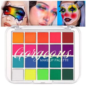 20 colors professional face body paint oil eyeshadow eyeliner palette.safe hypoallergenic face painting palet for halloween cosplay parties and festivals.fancy artist painting makeup for kids and adult. a
