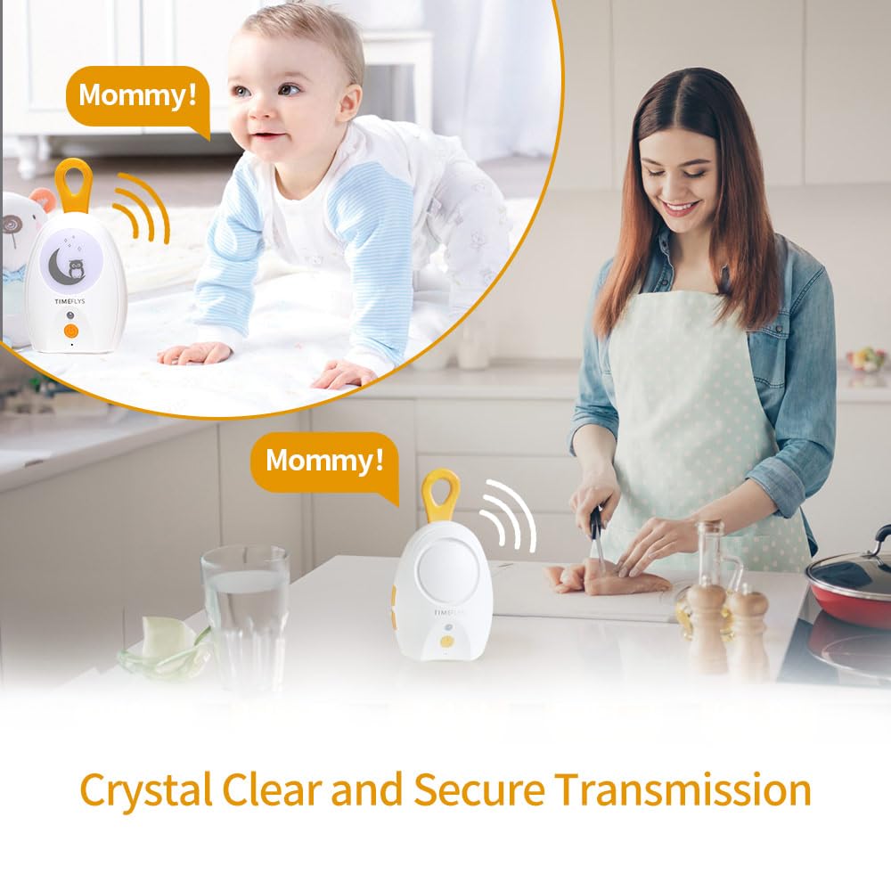 TimeFlys Audio Baby Monitor 2024 Upgrade Version Paladin, Portable, Rechargeable, Extra Long Range up to 2000 ft, Night Light, Crystal Sound, Camping