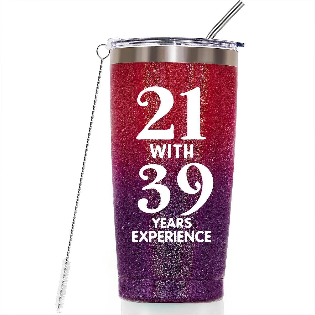 JERIO 60th Birthday Gifts for Women, Gifts For Women Turning 60, 60 Years Old Birthday Gifts for Her, Mom, Wife, Sister, Grandma, Friends 20oz Tumbler Glitter Red