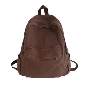 mininai vintage aesthetic canvas backpack preppy backpack japanese harajuku bag fit 15.6” laptop travel rucksack (brown,one size)