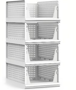 vvoodeinck 4 drawer style wardrobe storage boxes with stackable plastic storage basket wardrobe storage box kitchen bathroom bedroom office storage box layered storage box（17*13*7in）