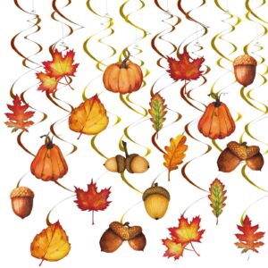 whaline 32pcs fall hanging swirl pumpkin maple leaf pinecone swirl ceiling hanging decoration fall party swirls for autumn harvest thanksgiving party ornaments favors supplies decoration