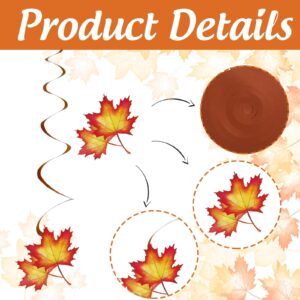 Whaline 32Pcs Fall Hanging Swirl Pumpkin Maple Leaf Pinecone Swirl Ceiling Hanging Decoration Fall Party Swirls for Autumn Harvest Thanksgiving Party Ornaments Favors Supplies Decoration