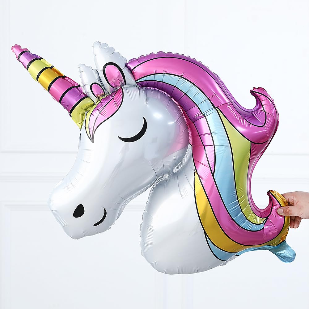 Unicorn 5th Birthday Party Decorations for Girl Purple Pink Unicorn Party Theme Balloon Set, Large Rainbow Unicorn Helium Balloons with Heart and Star Baby Shower Kids Supplies (number 5 set)