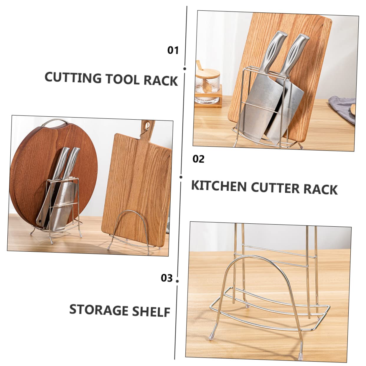 DOITOOL Kitchen Cutter Storage Metal Storage Rack 1pc Chopping Board Stand Stainless Steel Knives Cutlery Box Cutting Board Storage Kitchen Cutter Rack