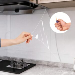 clear contact paper, plastic wall protector sheet, clear contact paper peel and stick, self adhesive removable desk cover protector (clear 15.7 x 118 in)
