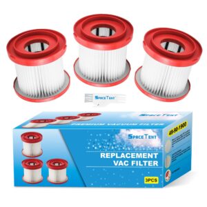 spacetent 3 pack 49-90-1900 hepa filters for milwaukee m18 wet dry vacs (0880-20, 0970-20) and m12 wet dry vacs (0960-20, 0960-21)