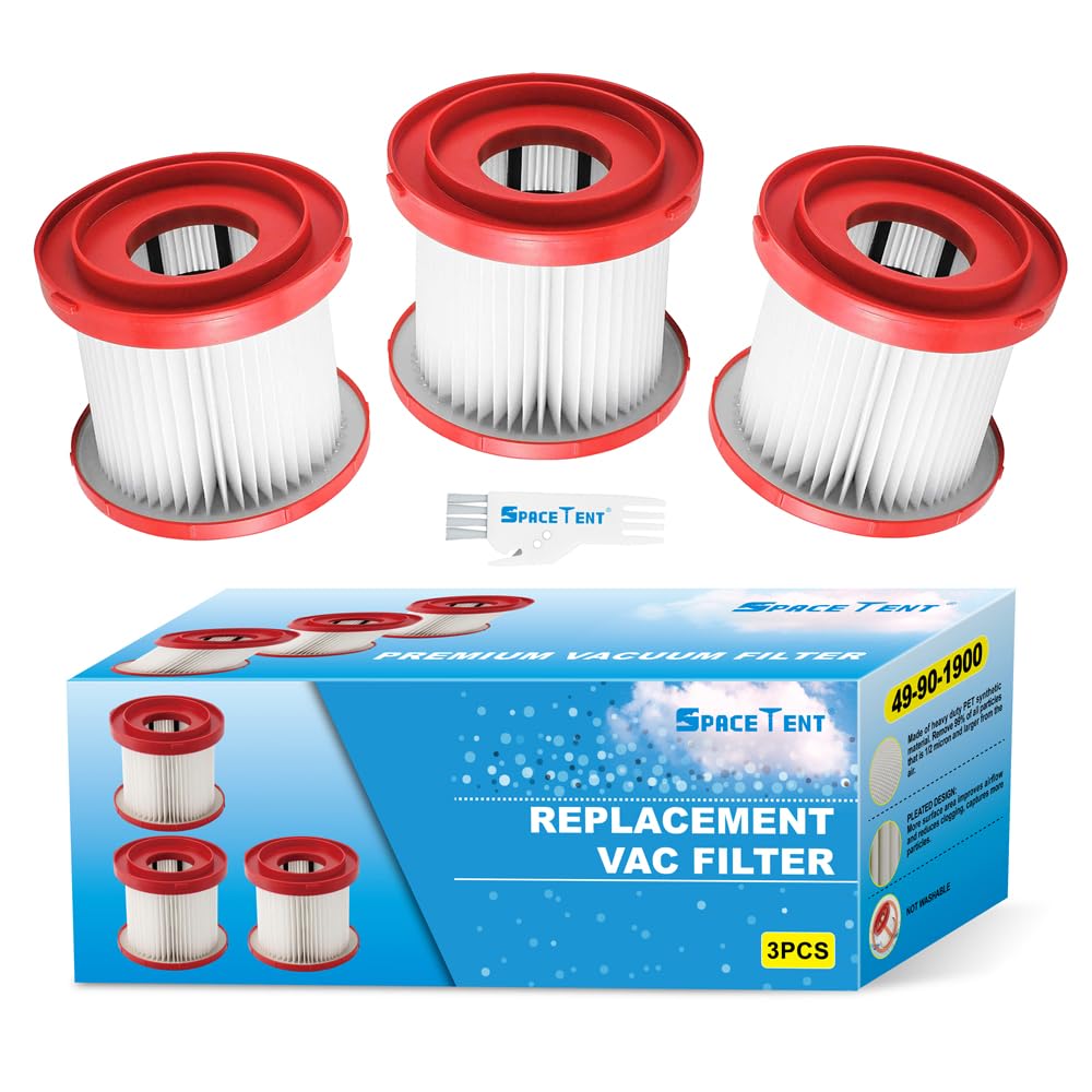 SpaceTent 3 Pack 49-90-1900 Hepa Filters for Milwaukee M18 Wet Dry Vacs (0880-20, 0970-20) and M12 Wet Dry Vacs (0960-20, 0960-21)