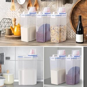 2 Pcs Set Rice Dispenser Storage Containers, 10 Lbs Small Rice Bucket with Measuring Cup & Pour Spout, Kitchen Plastic Airtight Container for Cereal, Grain, Flour, Sugar, Oatmeal, Dry Pet Dog Food