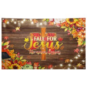 swepuck 96x60inch fall for jesus backdrop he never leaves photography background autumn thanksgiving party decoration maple leaves pumpkin friendsgiving photo banner