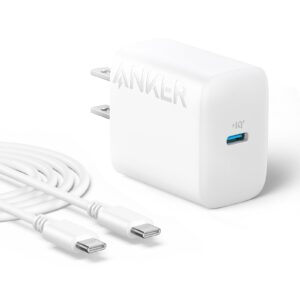 Anker 20W USB C Fast Wall Charger Block for iPhone 15/15 Plus / 15 Pro / 15 Pro Max/iPad Pro/AirPods Pro 2 and More (5 ft Cable Included)