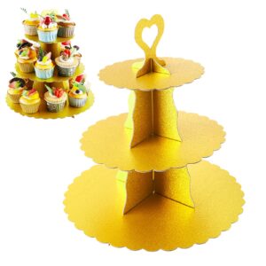 gold cupcake stand 3 tier cupcake stand glitter gold cardboard cupcake tower stand for 24 cupcakes birthday party baby shower