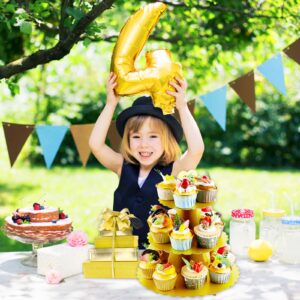 Gold Cupcake Stand 3 Tier Cupcake Stand Glitter Gold Cardboard Cupcake Tower Stand for 24 Cupcakes Birthday Party Baby Shower