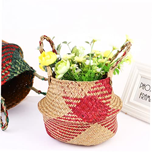 BUGUUYO Arched Flower Basket Bamboo Red