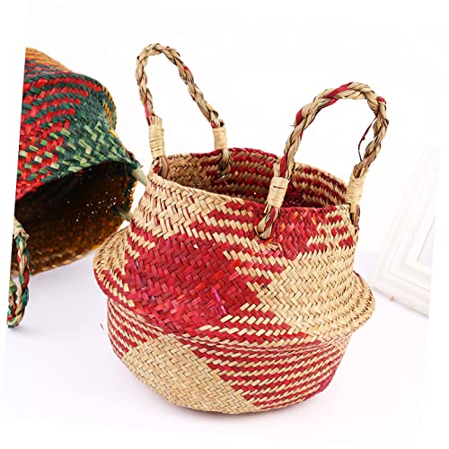 BUGUUYO Arched Flower Basket Bamboo Red