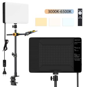 LED Desk Bi-Color Video Light Key Light Studio Streaming Lights Panel Light with Desk Clamp C-Clamp Stand Overhead Phone Mount 3800K-6500K Wireless Remote Studio Photography Lighting for Gaming Zoom