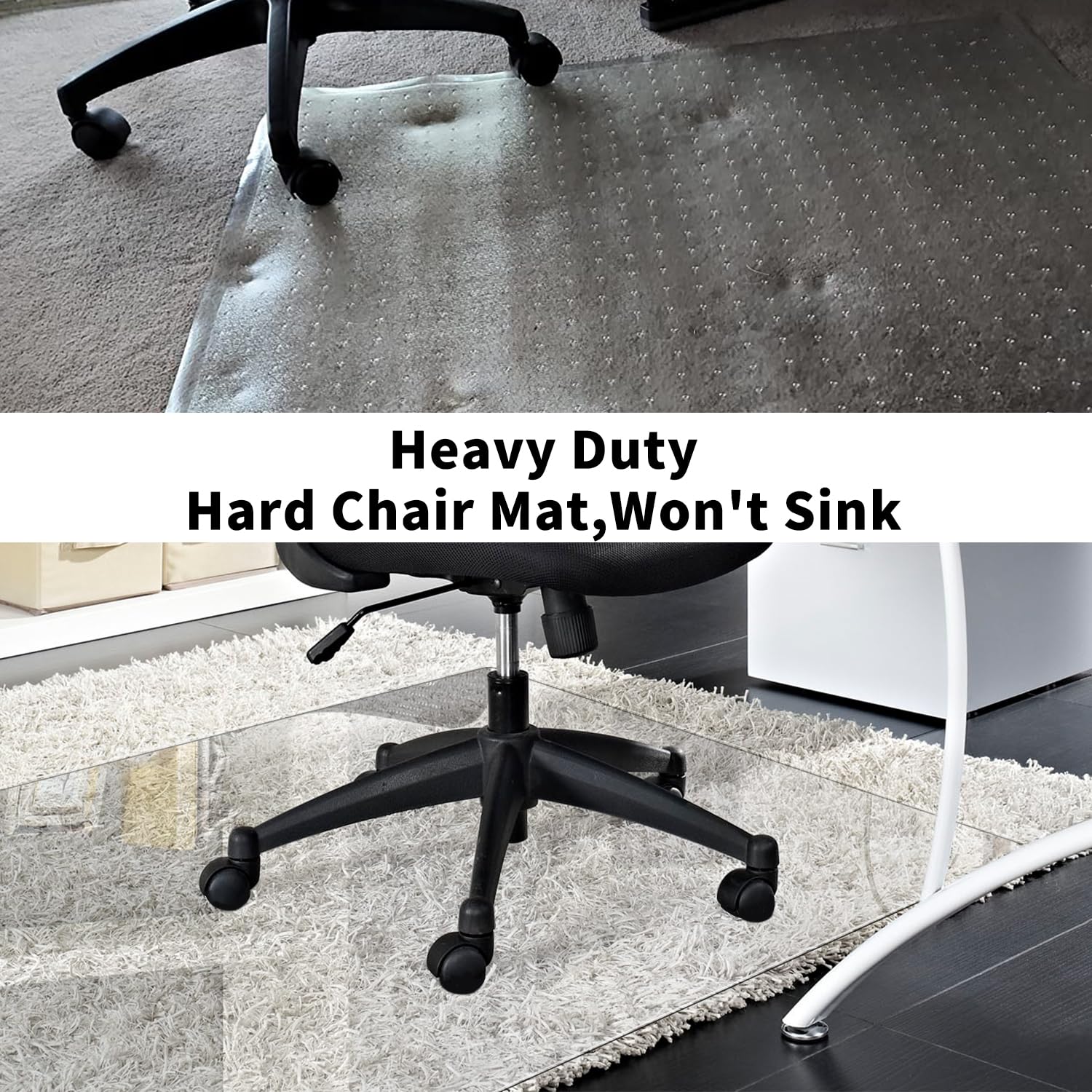 HEADMALL Rolling Chair Mat for Carpet Office Chair Floor Mats for Carpeted Floors 36 x 48 Inches Rectangle Clear Heavy Duty 0.14 Inches Thick (48x36 Inches)