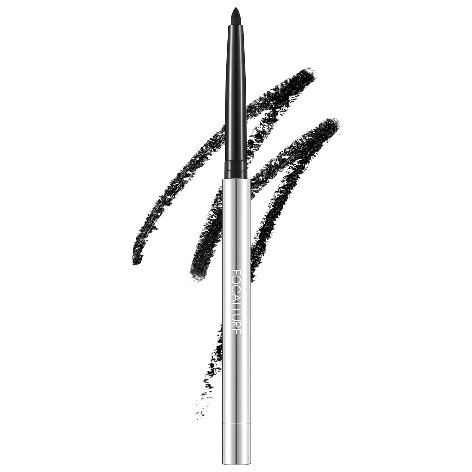 FOCALLURE Eyeliner Pencil with Built-in Sharpener,Waterproof,Smudge Proof,Gel Eye Liner Makeup Pen,Retractable,Long Lasting All Day Wear,Black