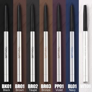 FOCALLURE Eyeliner Pencil with Built-in Sharpener,Waterproof,Smudge Proof,Gel Eye Liner Makeup Pen,Retractable,Long Lasting All Day Wear,Black