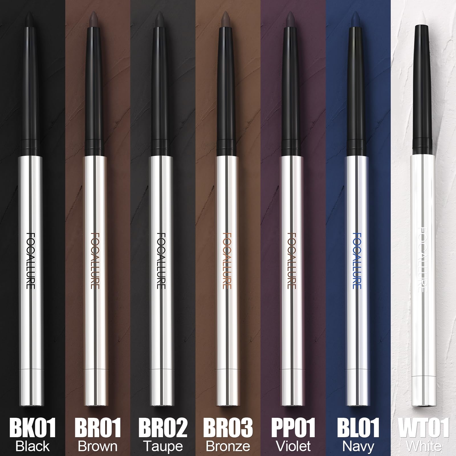 FOCALLURE Eyeliner Pencil with Built-in Sharpener,Waterproof,Smudge Proof,Gel Eye Liner Makeup Pen,Retractable,Long Lasting All Day Wear,Black