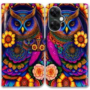 bcov oneplus nord n30 5g case,colorful owl mandala flower leather flip phone case wallet cover with card slot holder kickstand for oneplus nord n30 5g