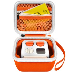 case compatible with yoto mini – kids portable screen-free bluetooth travel speaker player, holder bag for mini music player, with mesh pocket for usb cable, audiobook story cards- orange (box only)
