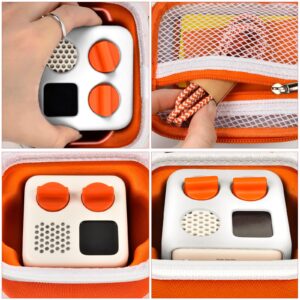 Case Compatible with Yoto Mini – Kids Portable Screen-Free Bluetooth Travel Speaker Player, Holder Bag for Mini Music Player, with Mesh Pocket for USB Cable, Audiobook Story Cards- Orange (Box Only)