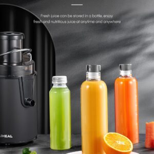 Juicer Machines, Aiheal Juicer Vegetable and Fruit Easy to Clean, Centrifugal Juicer with 3” Wide Mouth, 3 Speed Control, Overload Protection System, Cleaning Brush and Recipe Included, Black