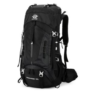 esup 60l hiking backpack men camping backpack with rain cover lightweight backpacking backpack travel backpack (black)